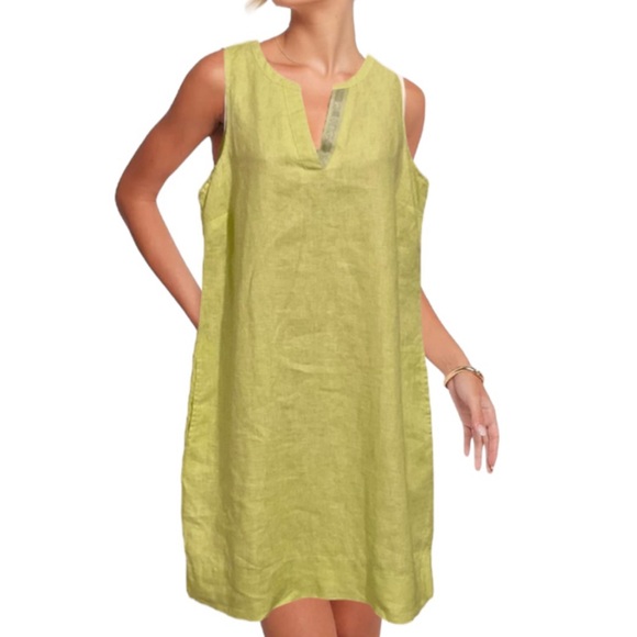 Tommy Bahama Tank Linen Sleeveless Mini Dress Lime Green Size S - Picture 1 of 6